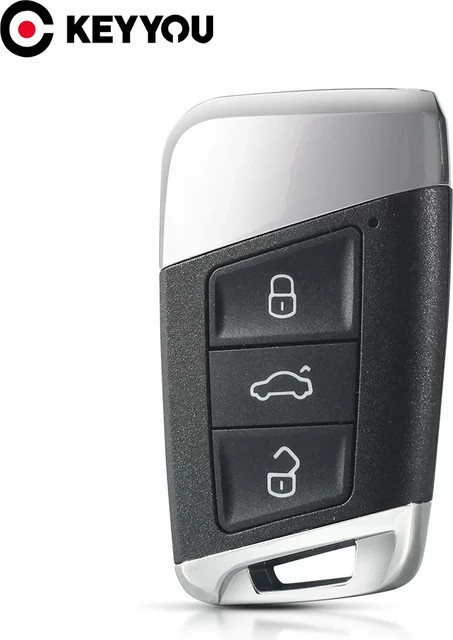 KEYYOU Auto Schlüsselhülle für VW Passat B8, Magotan B5 und Skoda A7, 3 Tasten, Schwarz - Bild 1