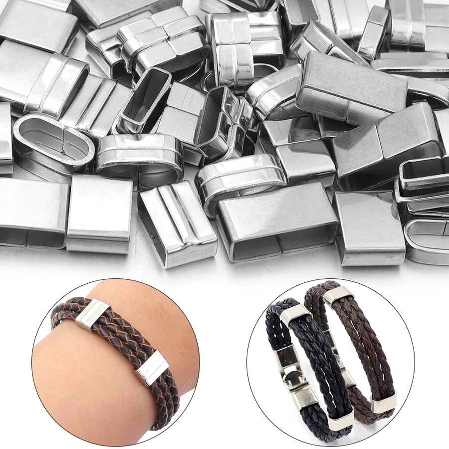 SAUVOO Edelstahl Spacer Perlen, Quadrat Rohr Stecker, Armband Zubehör - Bild 2