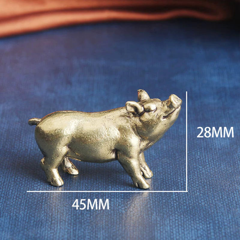 Kesoto Messing Mini Schwein Skulptur in Gold als dekorative Tischdekoration für Home Office und Tee-Zubehör, Höhe: 4,5 cm, Breite: 2,8 cm, Tiefe: 2,8 cm - Bild 5