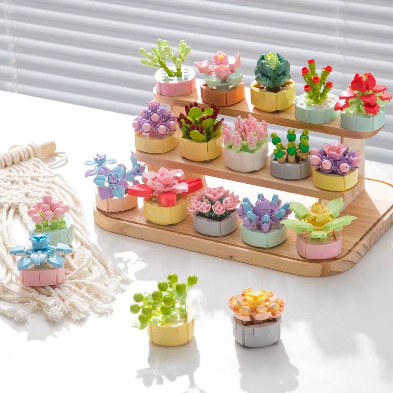 MOC Baustein Blumen Set mit Sukkulenten Rose Lavendel und Lilie als Dekoration für dein Zuhause in Multicolor - Bild 2