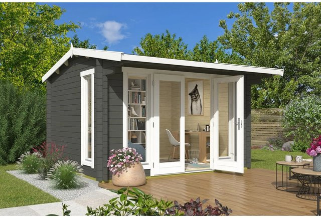 Lasita Maja Gartenhaus Jubilee in Grüngrau, B/H/T: 370 x 245,1 x 412,5 cm - Bild 1