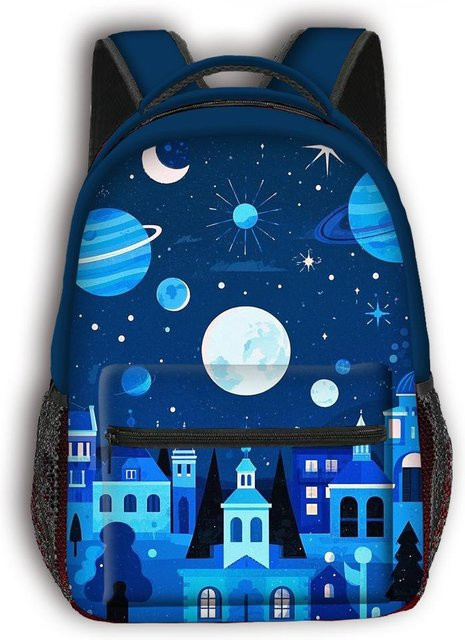 Fancy Style Studio Schulrucksack mit 3D-Weltraum-Sternenhimmel-Design, wasserdicht, Blau - Bild 1