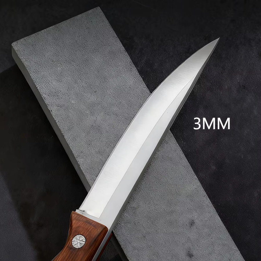 PLYS Küchenmesser Cleaver mit Holzgriff in Braun für Fleisch, Obst und Grillen - Bild 3