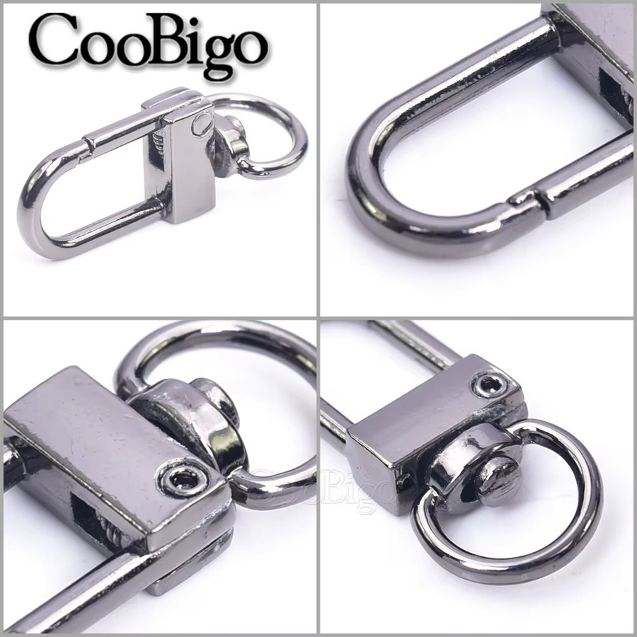 CooBigo 5er Set Metall Snap Karabinerverschluss Haken D-Ring Schnalle in Silber für DIY Handwerk Zubehör wie Handtaschen, Riemen und Hundehalsbänder - Bild 2