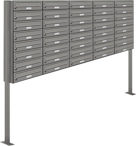 AL Briefkastensystem freistehend für 40 Parteien, grau, B/H/T: 199,5 x 170 x 27,5 cm - Bild 1