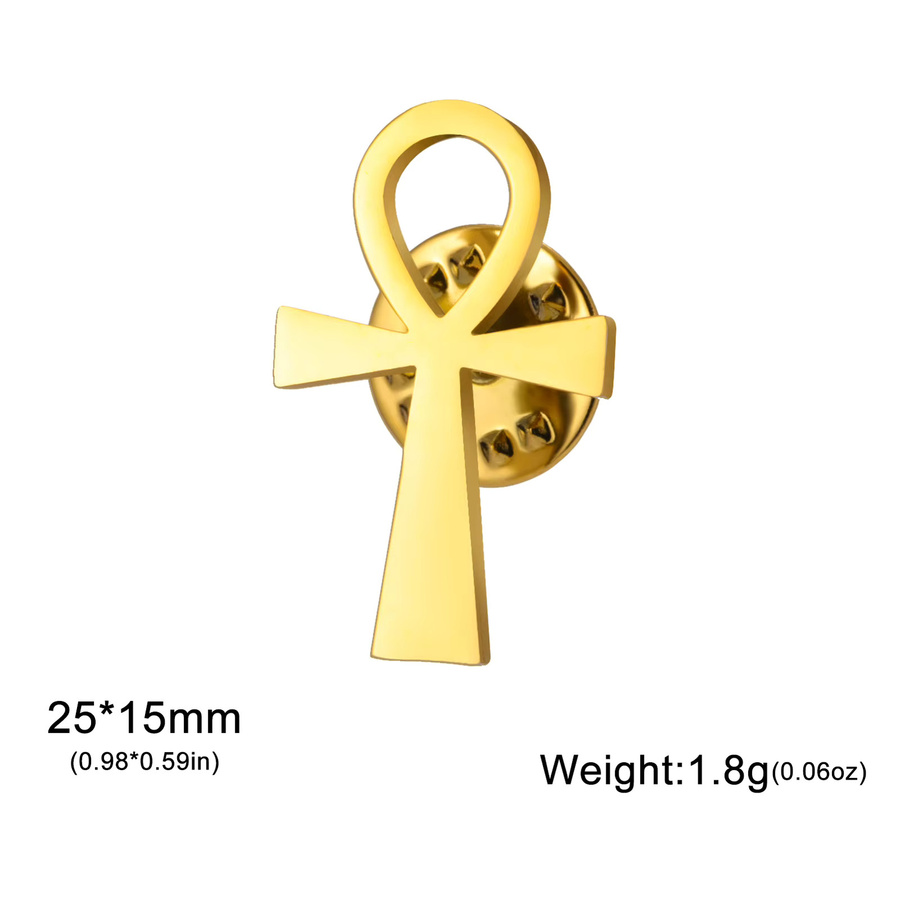 Cazador Reversnadel Ankh-Kreuz, Edelstahl, Gold, Unisex, Vintage - Bild 3