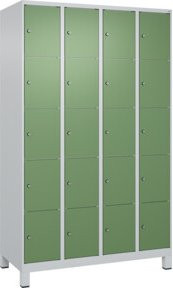 C+P Schließfachschrank Classic PLUS mit 4 Abteilen und Füßen, Farbe Grau und Resedagrün, B/T/H: 120 x 50 x 195 cm - Bild 1