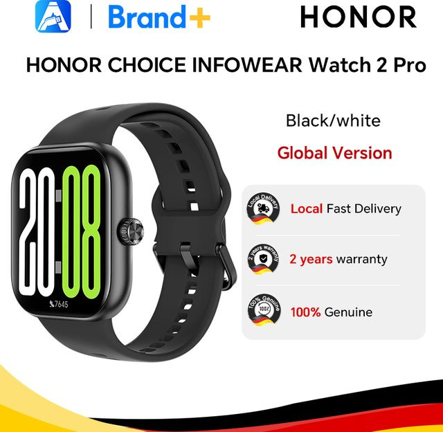 HONOR CHOICE Watch 2 Pro Smartwatch mit 1,97 Zoll AMOLED-Bildschirm in Schwarz, Globale Version - Bild 1