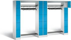 C+P Offene Garderobe Serie 8070 mit Kleiderstange und Schloss, Korpus Lichtgrau und Front Lichtblau, H x B x T: 195 x 284 x 48 cm - Bild 1