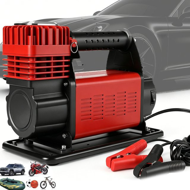 Tragbarer 12V Luftkompressor Reifen-Luftpumpe Auto-Inflator mit 150 PSI in Rot - Bild 1