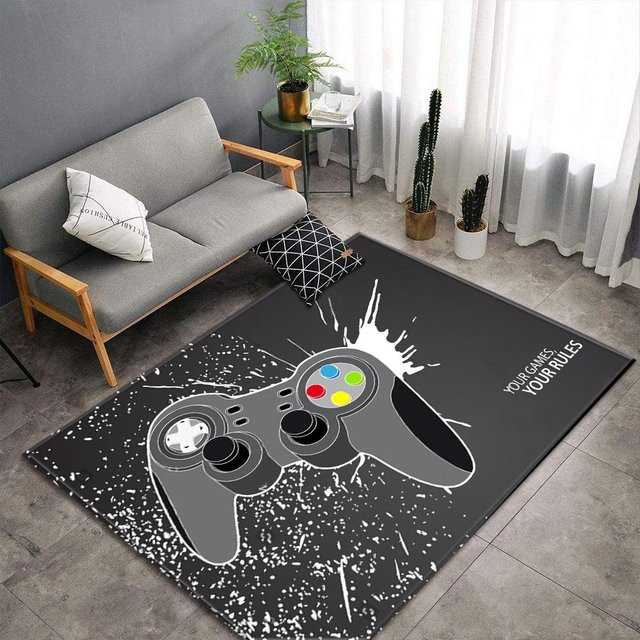 JGJG 3D Spielekonsole Teppich mit Gamepad-Design für Kinderzimmer und Wohnzimmer, B/B: 120 x 175 cm, Mehrfarbig - Bild 1