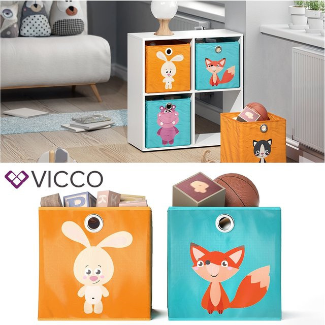VICCO 2er Set Faltboxen aus Stoff in Multicolour, B/T/H: 30 x 30 x 30 cm - Bild 1