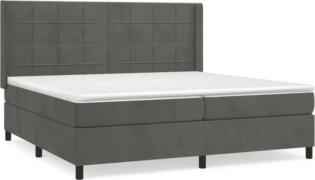 vidaXL Boxspringbett mit Matratze Dunkelgrau Samt B/T/H: 200 x 200 x 118 cm - Bild 1
