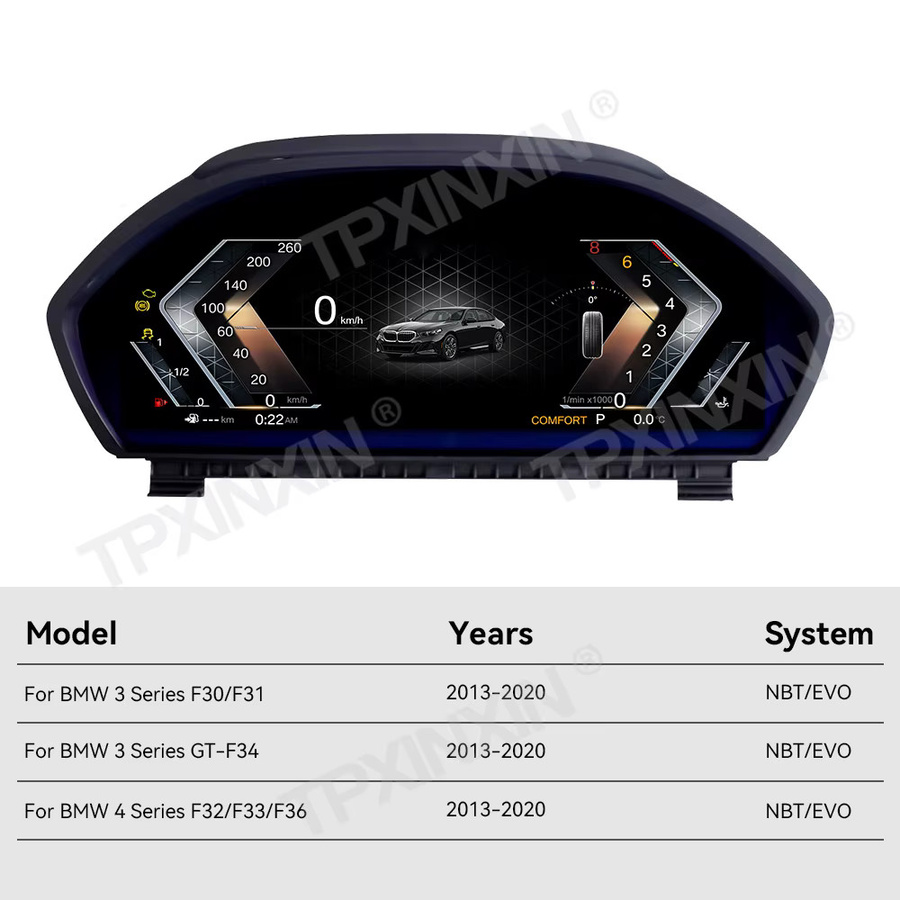 TPXINXIN Digitales dreiteiliges Set für Navigation, Instrumententafel und Klimaanlagenbedienfeld für BMW 3er und 4er Serie F30 F31 F32 F34 (2013-2020), Schwarz - Bild 5