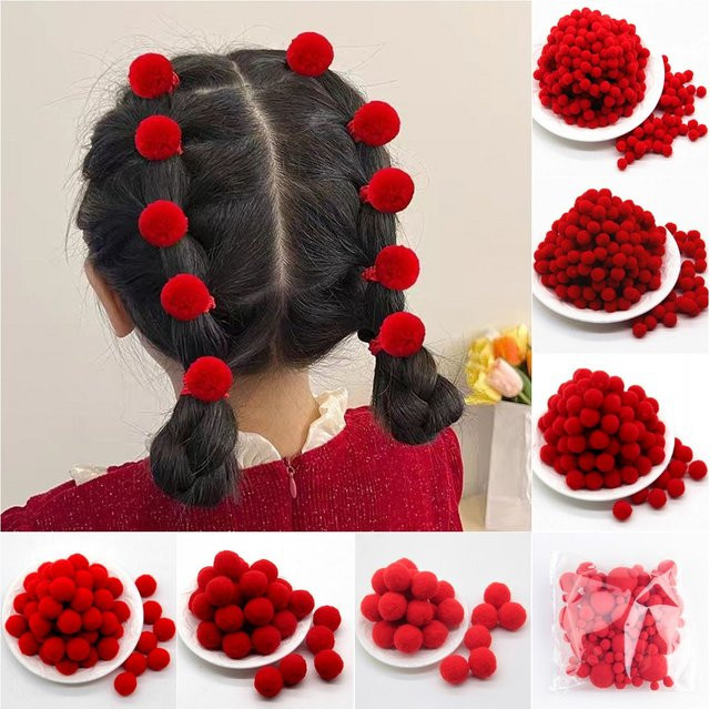 Rote Mini-Pompons als Bastelbedarf für DIY-Projekte, Weihnachten und Hochzeitsdekoration - Bild 1
