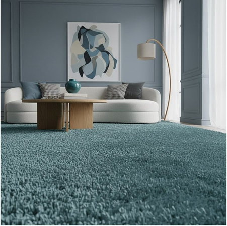 Hochflor Teppich SPREE von Kadima Design in Türkis, einfarbig, B: 300 cm, T: 400 cm