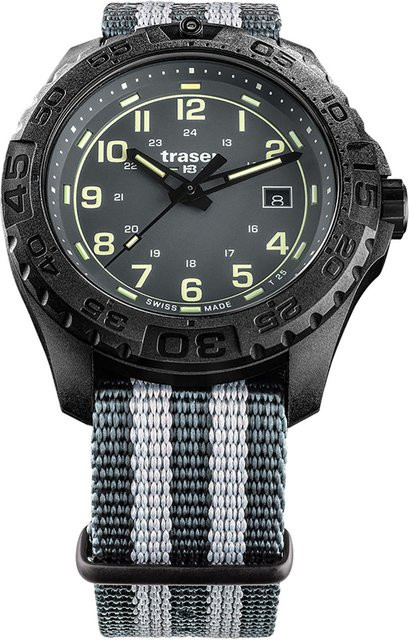 Traser Herrenuhr, Quarz, Kunststoff, 44 mm, Textil/NATO, Grau, 20 ATM - Bild 1