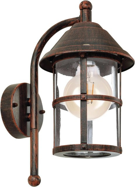 Eglo Außen-Wandleuchte San Telmo 1-flammig in Antik-Braun mit Glas und Metall im Laternen-Design - Bild 1