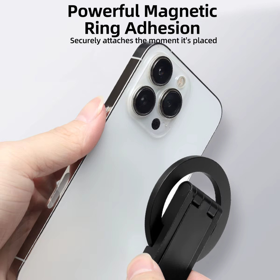 FONKEN Faltbares Handy-Stativ mit Karabiner, tragbares doppelseitiges magnetisches Stativ mit Tischhalterung und Handygriff in Schwarz - Bild 5