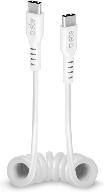 SBS Spiralkabel USB-C auf USB-C in Weiß, 1 m - Bild 1