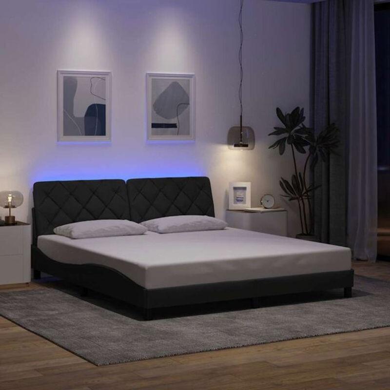 Modernes Polsterbett mit LED von vidaxl in Anthrazit aus Stoff, B/T: 180 x 200 cm - Bild 1