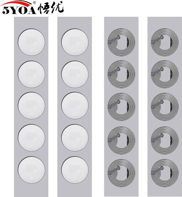 5yoa NFC-Tags Set mit 13,56 MHz RFID-Aufklebern als Wet Inlay Etiketten für NFC-fähige Smartphones - Bild 1