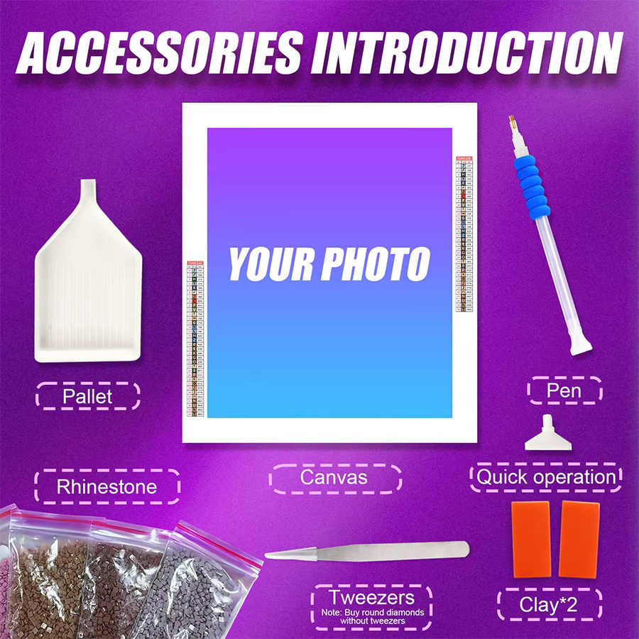 MomoArt DIY Diamant-Mosaik Foto Bastelset für Erwachsene, personalisiertes Kunst Diamantmalerei Set in Multicolour - Bild 2