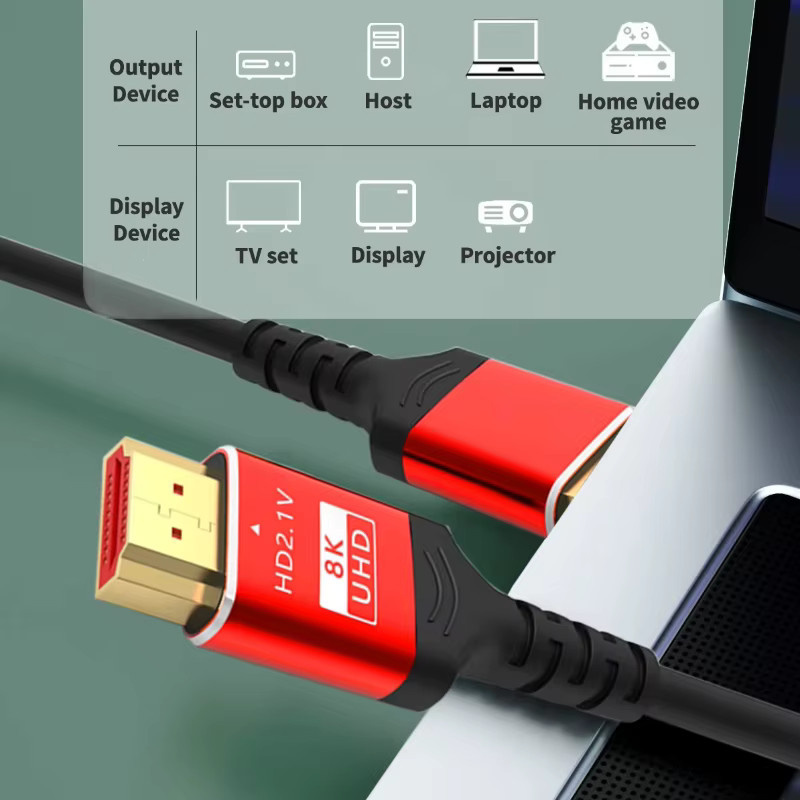 DIXSG HDMI 2.1 Kabel für 8K 60Hz und 4K 144Hz High Speed Übertragung für TV, Monitor und Spielkonsolen - Bild 3