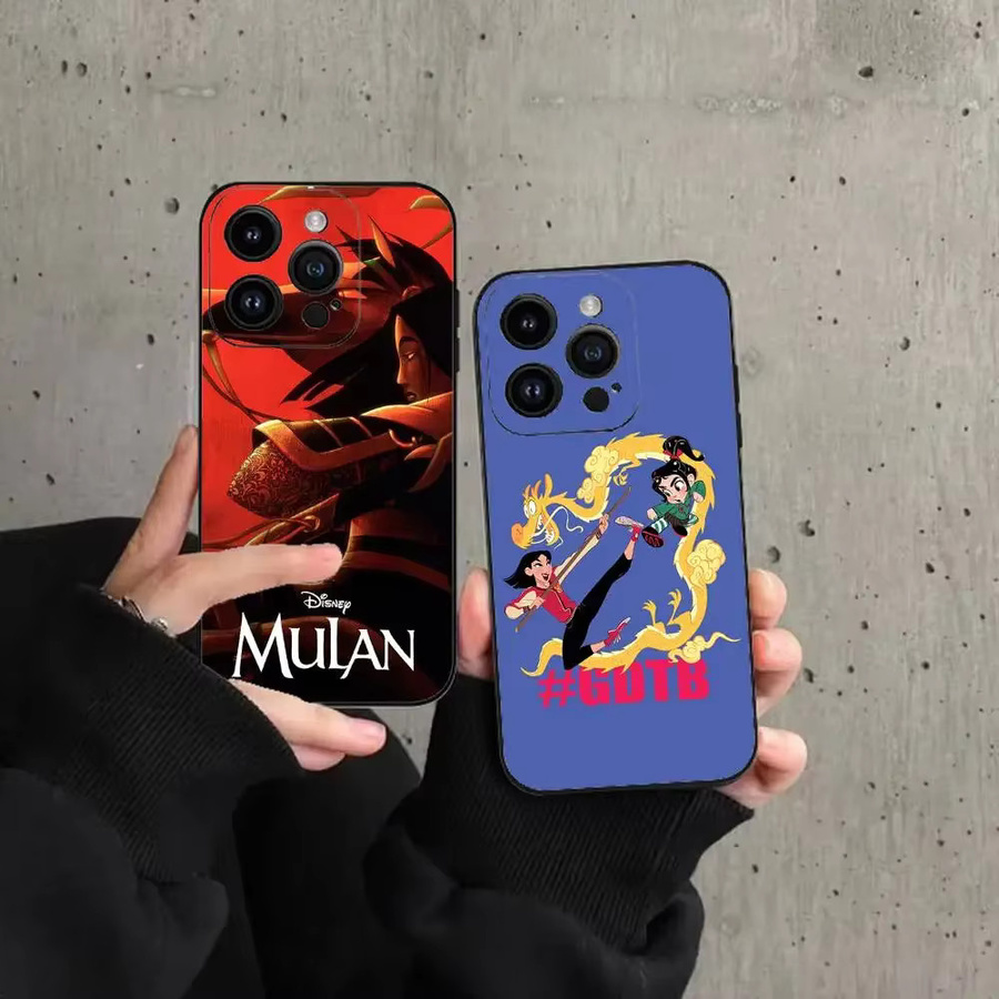 Mesuca Disney Prinzessin Mulan Handyhülle für iPhone 15 14 13 12 11 Pro Max und weitere Modelle, Schwarz/Mehrfarbig - Bild 2