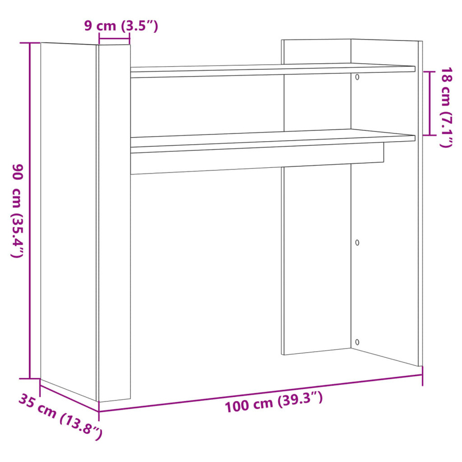 vidaXL Konsolentisch in Schwarz, klassisch, Holzwerkstoff, B/T/H: 100 x 35 x 90 cm - Bild 3
