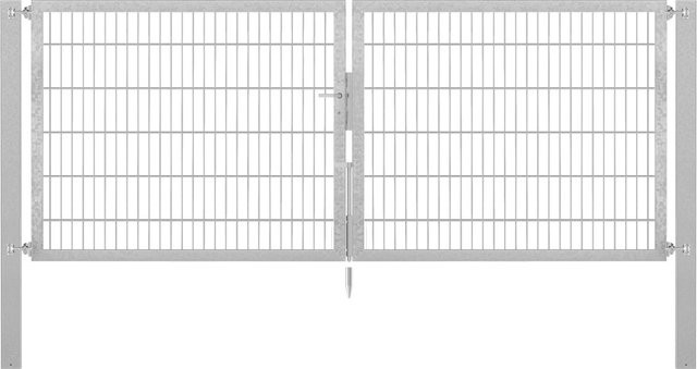Doppeltor Flexo Plus aus Stahl in Silber, Breite: 300 cm, Höhe: 120 cm, inklusive Pfosten 100 x 100 cm, feuerverzinkt - Bild 1