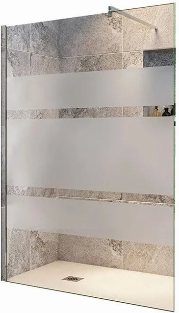 Duschparadies Walk-in Duschabtrennung aus 6mm Nano Glas mit teilsatinierter Seitenwand und verchromter Stabilisierungsstange, B: 110 cm, H: 190 cm - Bild 1