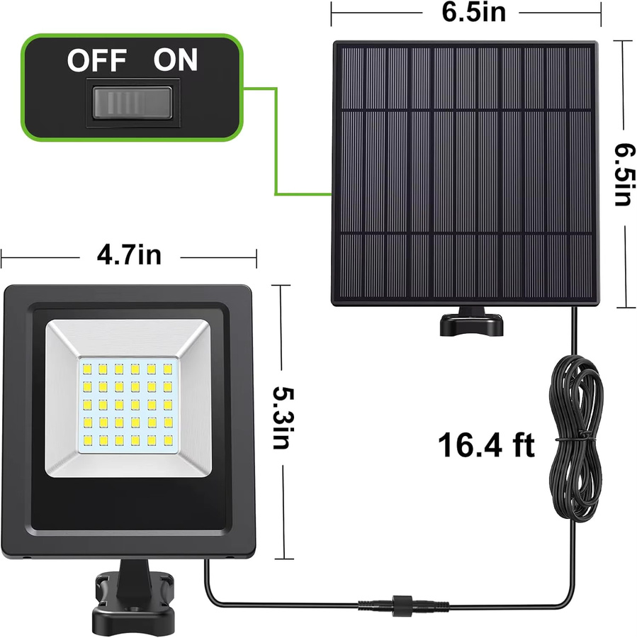 Intelamp 2er-Pack Outdoor-Solarleuchten mit 4400mAh, Wasserdichte Solar-Flutlichter in Schwarz für Garten, Terrasse und Hof - Bild 6