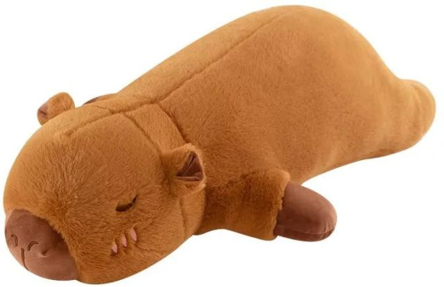 Genius Capybara Plüschtier Kissen, gestreift, Braun, Orange - Bild 1