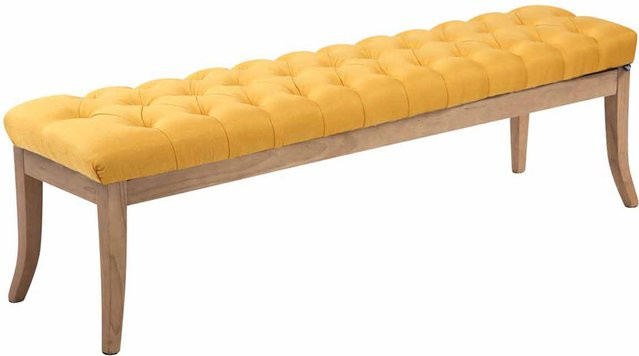 TPFLiving Sitzbank Romeo Chesterfield aus Stoff in Gelb, Breite: 150 cm - Bild 1
