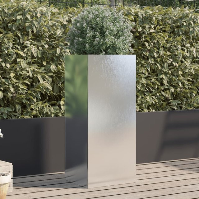 Vidaxl Pflanzgefäß aus Edelstahl in Silber, B/T/H: 32 x 29 x 75 cm - Bild 1
