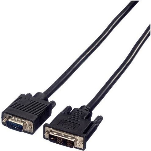 Value VGA zu DVI Anschlusskabel mit VGA 15-pol. und DVI-A 12+5-pol. Stecker in Schwarz, 5,00 m - Bild 1