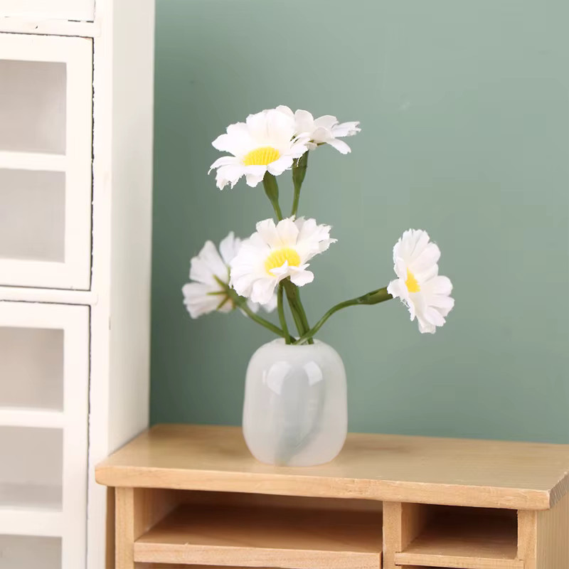 Antike Miniatur Glasvase für Puppenhäuser in Transparent, runder Blumentopf aus Glas als Dekoration und Zubehör - Bild 2