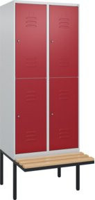 C+P Doppelstock-Spind Classic PLUS Sitzbank mit 2 Abteilen und Zylinderschloss, Buche-Hartholz, B/T/H: 212 x 80 x 81,5 cm - Bild 1
