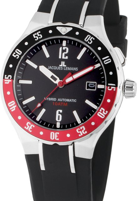 Jacques Lemans Herrenuhr, Quarz, Edelstahl, 42 mm, Silikon, Schwarz - Bild 1
