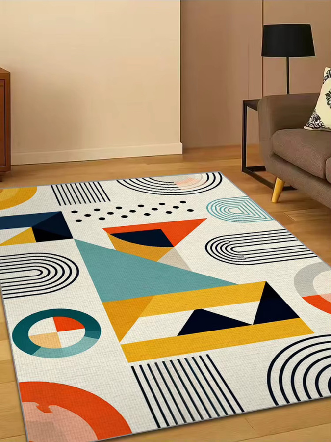 VIKAMA Rutschfester Teppich mit abstraktem geometrischem Design in Multicolour für Wohnzimmer und Küche, Rechteckig, B/T: 60 x 40 cm - Bild 2