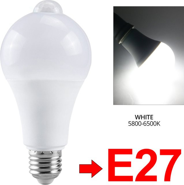 Szaoju LED-Bewegungsmelder-Glühbirne mit Radar-Sensor, E27, 12 W, Weiß, Kaltweiß - Bild 1