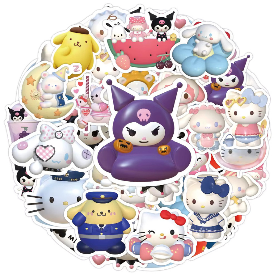 Sanrio Anime Aufkleber, My Melody, Kuromi, Cinnamoroll, Sticker, Bunt - Bild 2