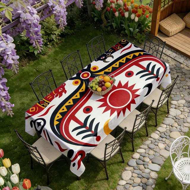 Wasserdichte rechteckige Tischdecke mit geometrischem Muster von JINGYUE Pet, Mehrfarbig, B/T: 90 x 140 cm - Bild 1