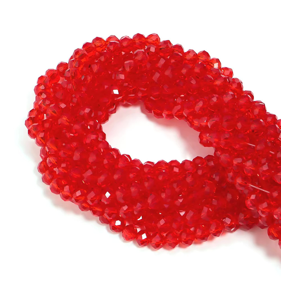lingsai Kristallperlen, rote facettierte Glaskristallperlen, Rondelle, 3-10mm - Bild 4