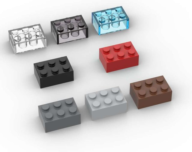 SixBricks MOC 3002 2x3 Ziegel Baustein, 10-teiliges Set, Weiß, Bunt / Mehrfarbig - Bild 1