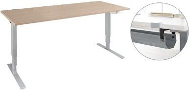 Schäfer Shop Genius Schreibtisch Aero Flex elektrisch höhenverstellbar Eiche/weißalu mit Kabelkanal B/T/H: 160 x 80 x 62-128 cm - Bild 1