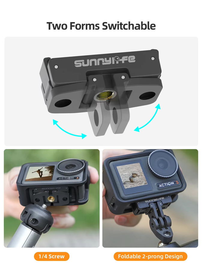 Magnetische Schnellverschluss-Halterung aus Aluminiumlegierung für DJI Action 2, 3 und 4 in Schwarz - Bild 4