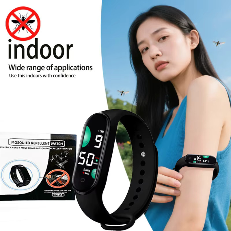 Lenovo Mückenabwehr-Armband mit Ultraschall, physikalische Mückenabwehr für Sport und Outdoor, Farben: Orange und Schwarz - Bild 5