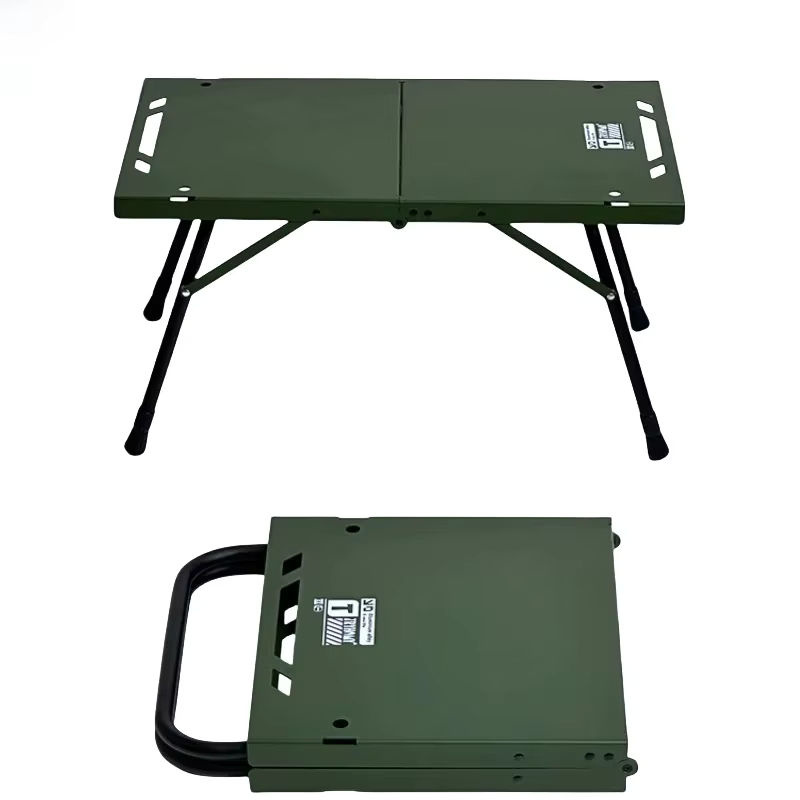 Tragbarer Outdoor Camping Klapptisch aus Aluminium Legierung in Grün, höhenverstellbar und faltbar - Bild 5